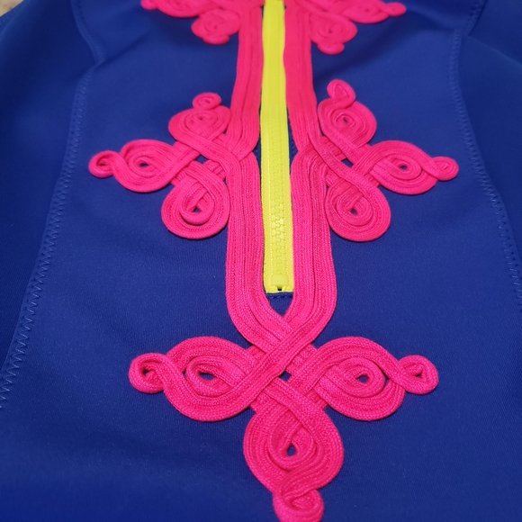 Lilly Pulitzer Royal Blue & Neon Pink Embroidered Shift Dress - UPF 50+ Size S - Picture 4 of 9